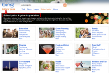 A new development from Bing brings human curation to the search process, offering users editors' favorite sites according to category.