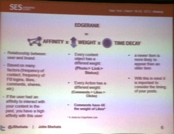 SES New York 2012 Facebook EdgeRank insights