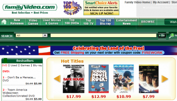 Family Video's quality website content has helped it gain search traffic for a July 4th Sale.