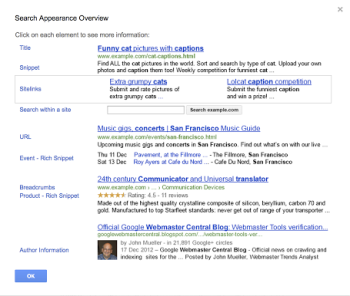 Google's new search pop-up shows marketers how their domains look in SERPs.